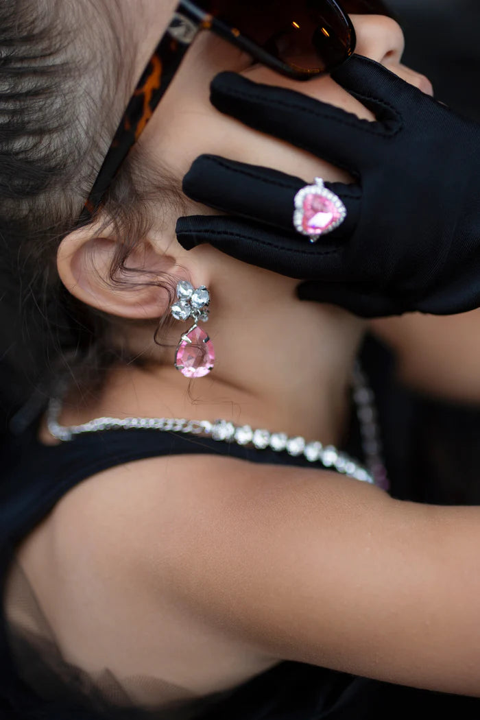 The Marilyn 4-Piece Jewelry Set: Pink/Silver