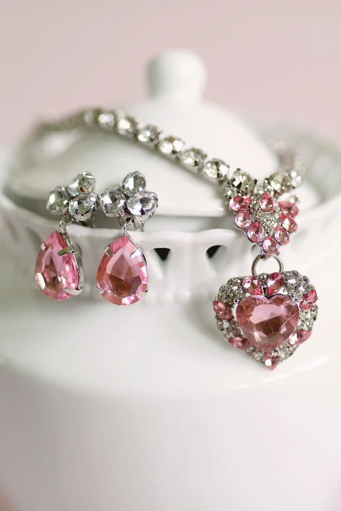 The Marilyn 4-Piece Jewelry Set: Pink/Silver