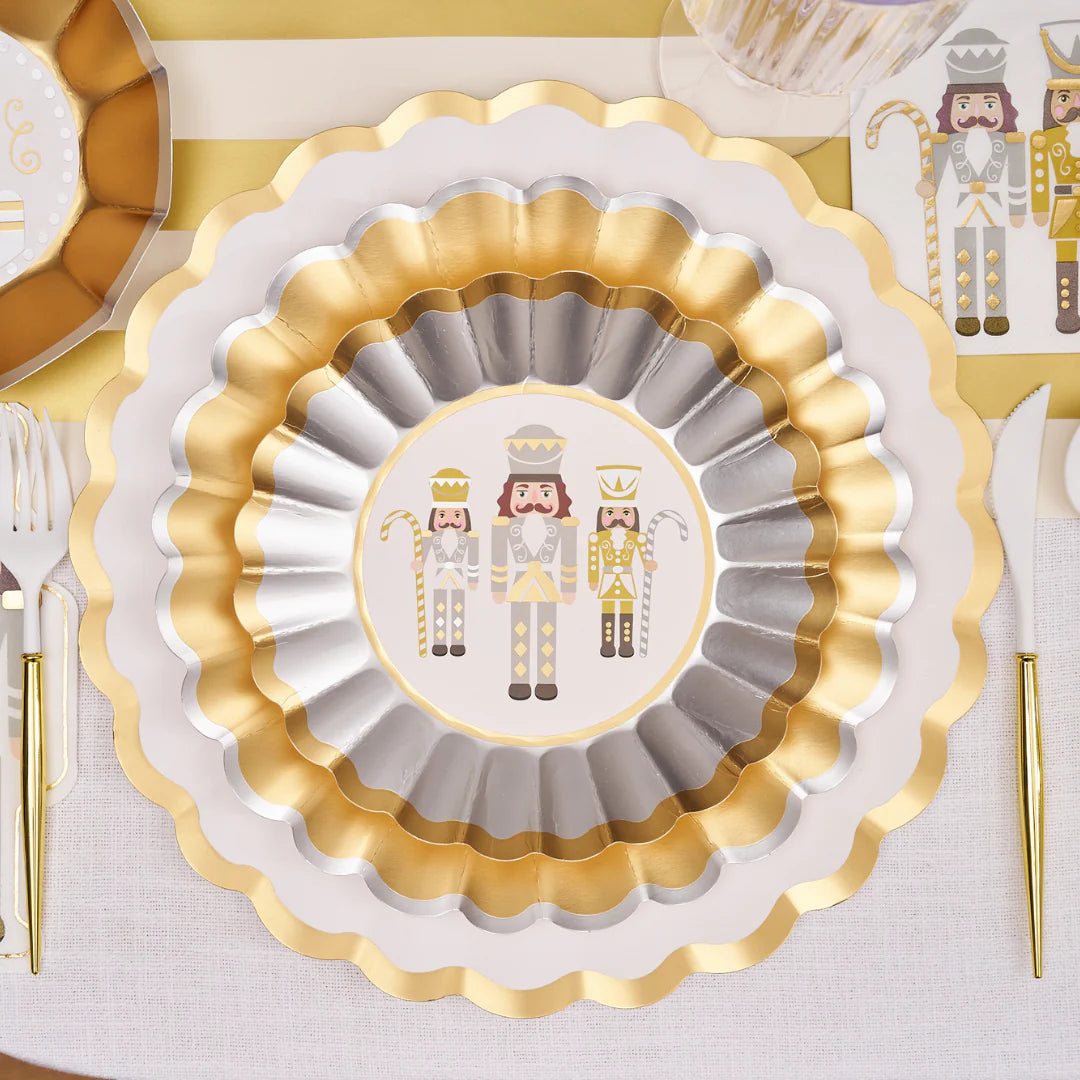 Gilded Nutcracker Wavy Paper Salad Plate