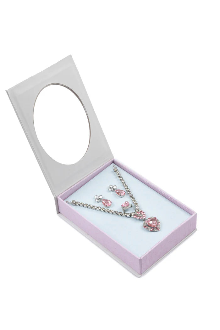 The Marilyn 4-Piece Jewelry Set: Pink/Silver