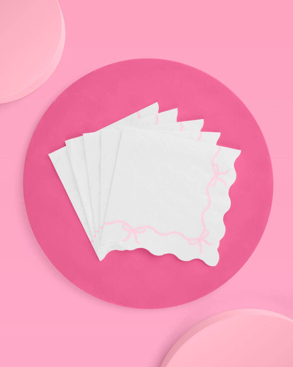 Pink Bow Scalloped Napkins