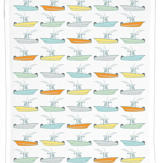 Center Console Boats Organic Cotton Tea Towel