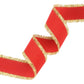 1" Textured Grosgrain Ribbon | Gold Metallic Fringe Red | 25 Yard Roll