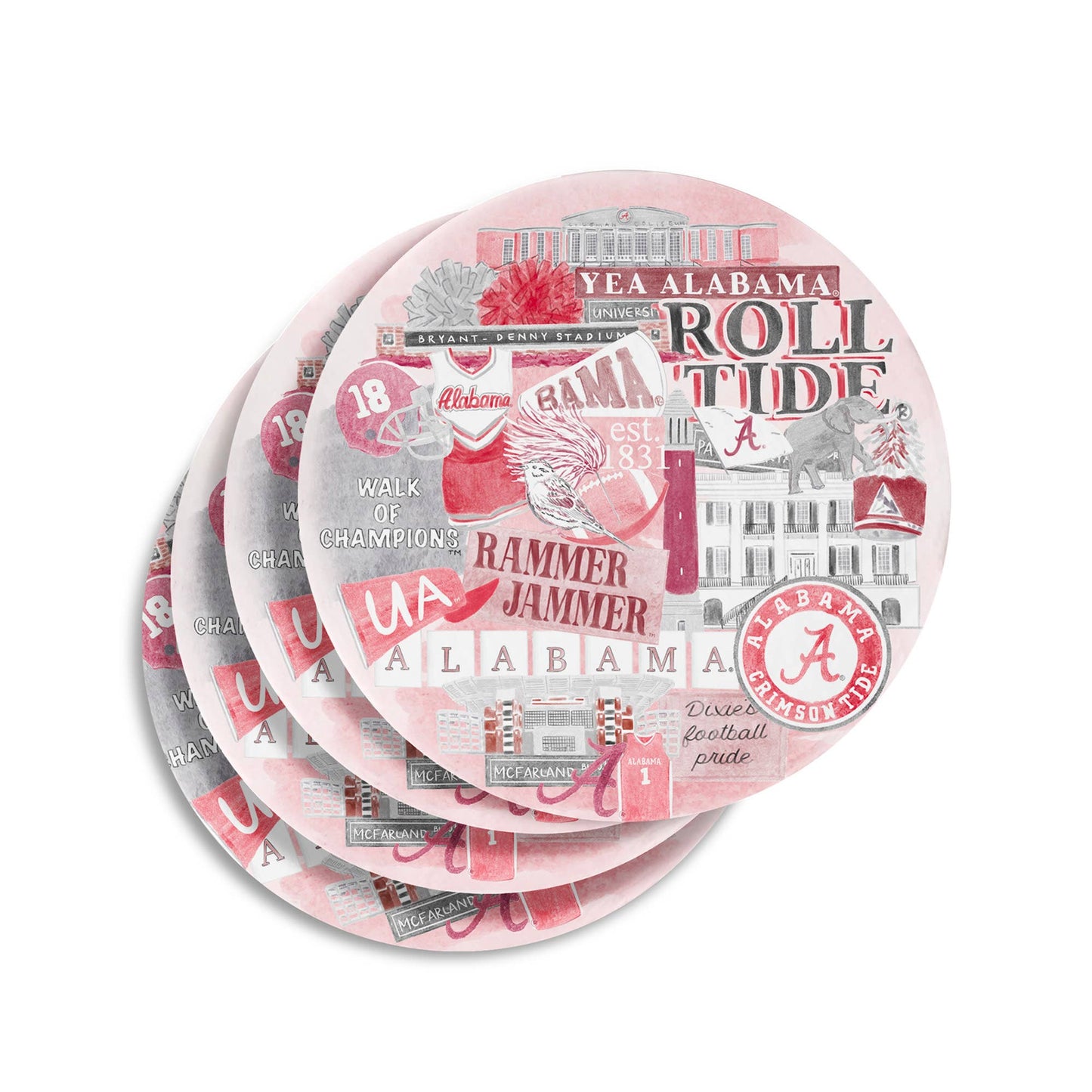 Ceramic University of Alabama Coasters (Set of 4)