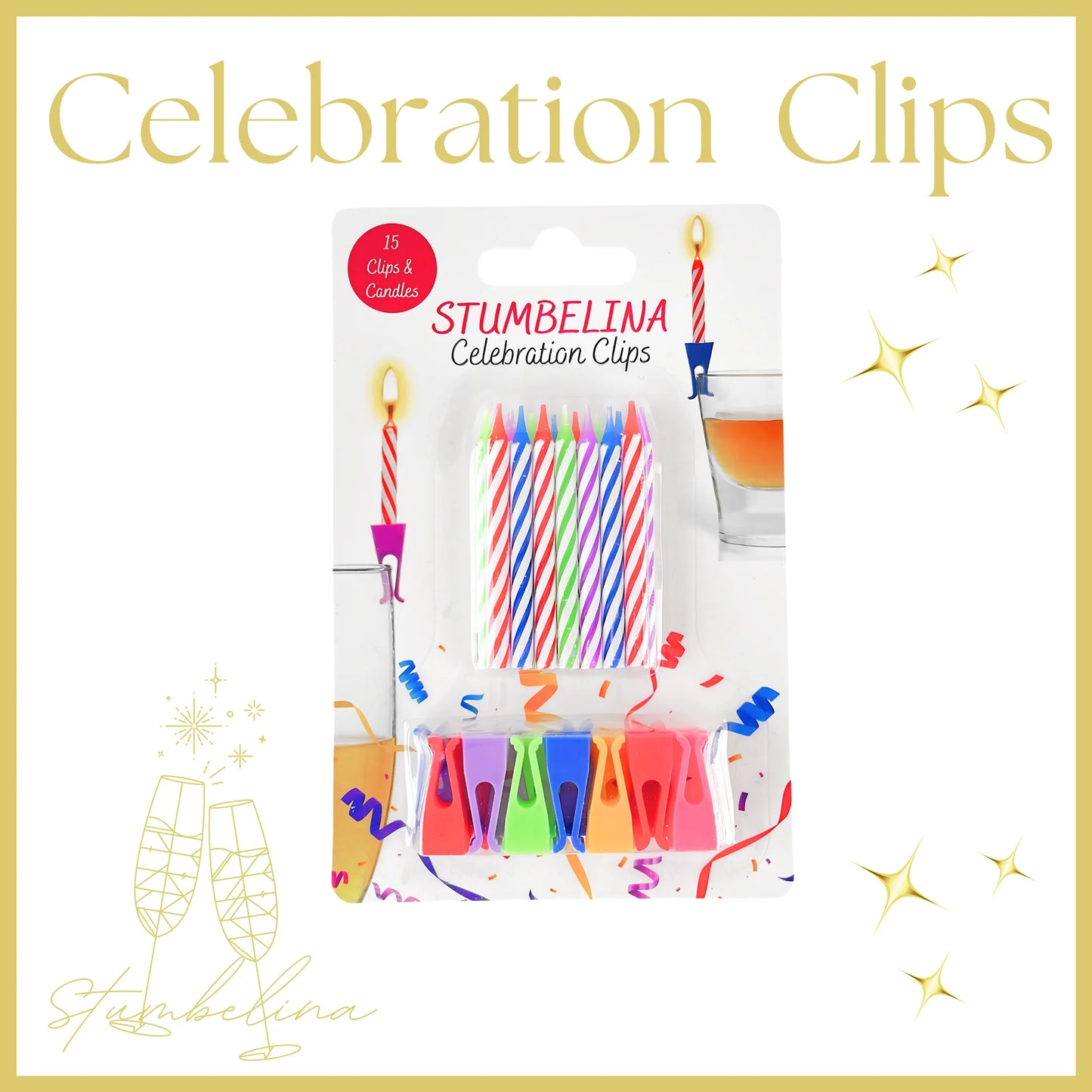 Multicolor Celebration Candle Clips