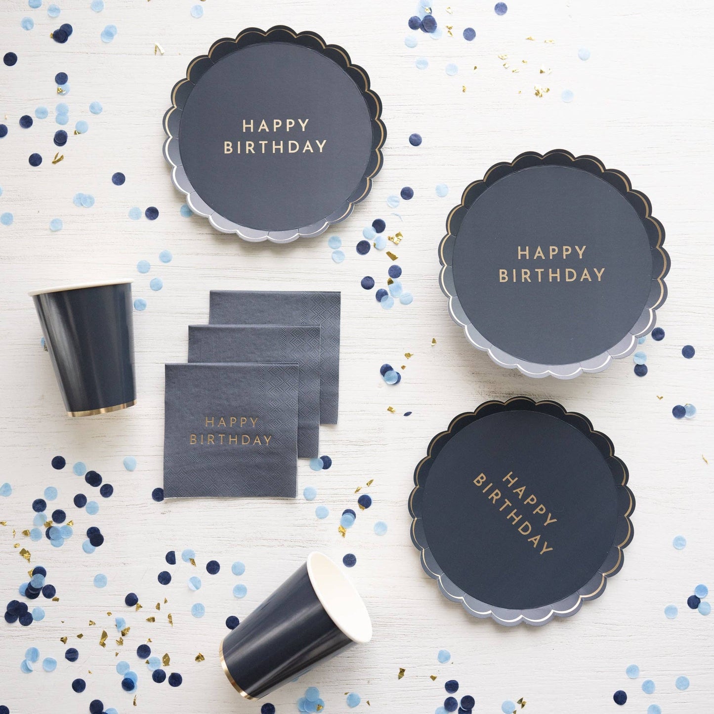 Midnight Blue Signature "Happy Birthday" Cocktail Napkins