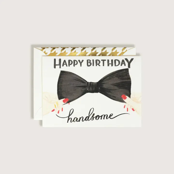 Happy Birthday Handsome Bow Tie Greeting Card