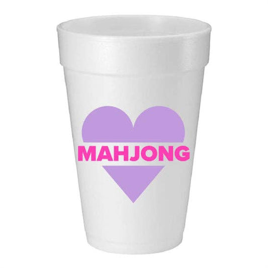 Heart Mahjong Foam Cups: Purple/Pink