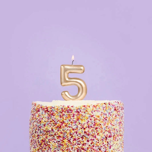 Gold Number 5 Candle