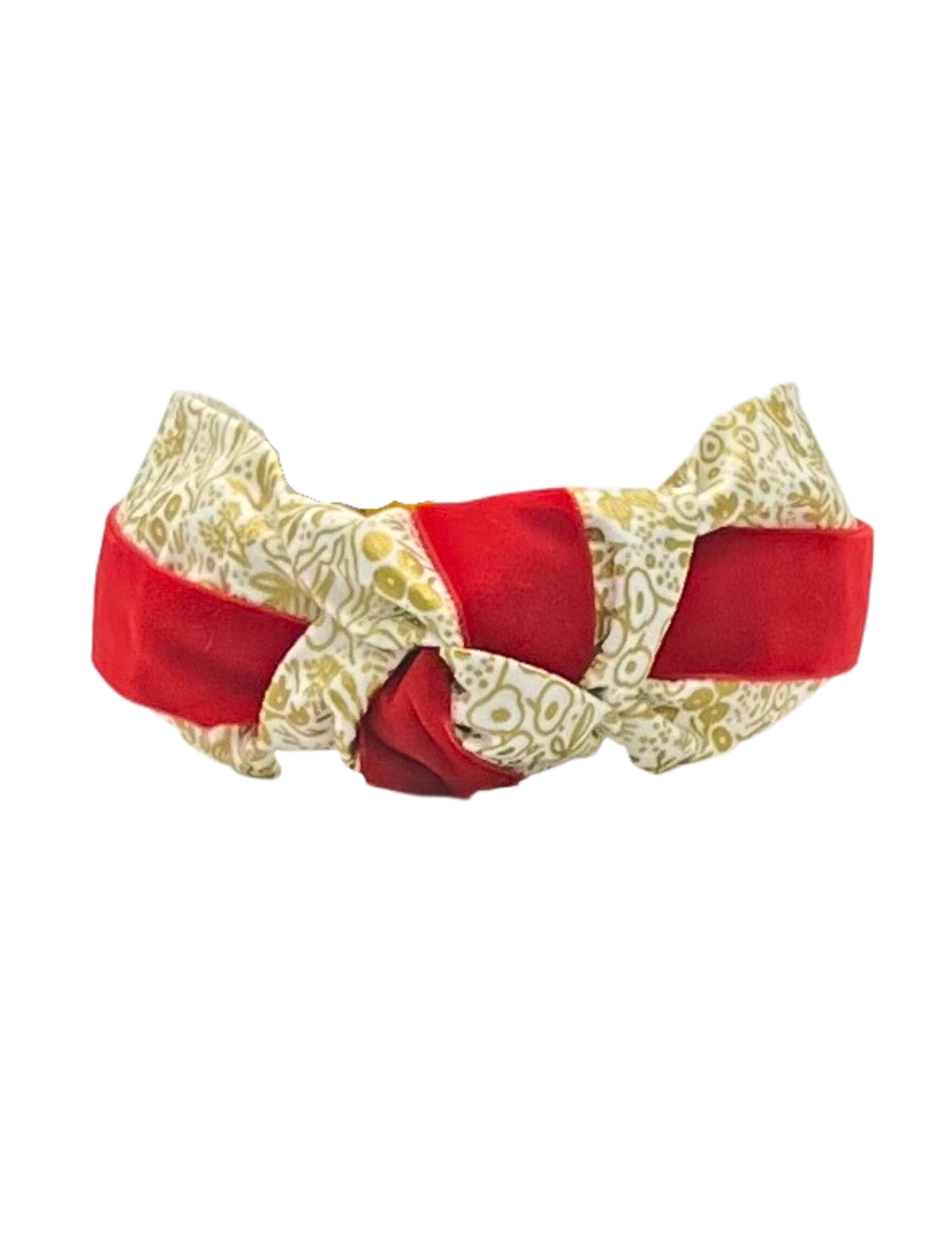 Gold Botanical with Red Velvet Knot Headband