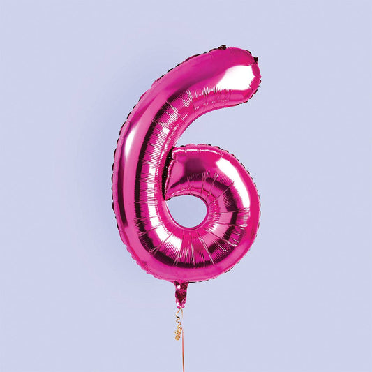 Hootyballoo by Club Green - Hot Pink Number '6' Foil Balloon 34"