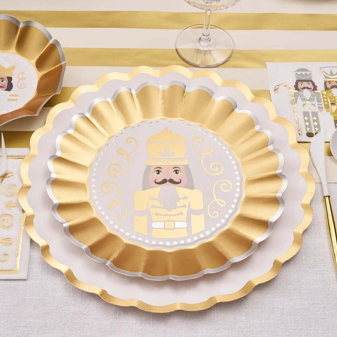 Gilded Nutcracker Wavy Paper Dinner Plate