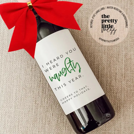 Bottle Labels: "Naughty List" Happy Holidays (Multiple Sizes)