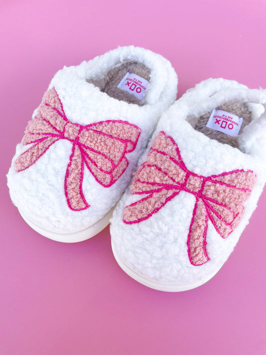 Pink Bow Slippers (Toddler/Kid Sizes)