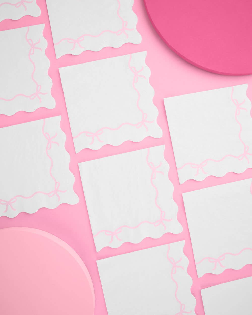 Pink Bow Scalloped Napkins