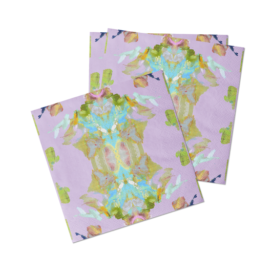 Laura Park Designs - Stained Glass Lavender Cocktail Napkins: One Size