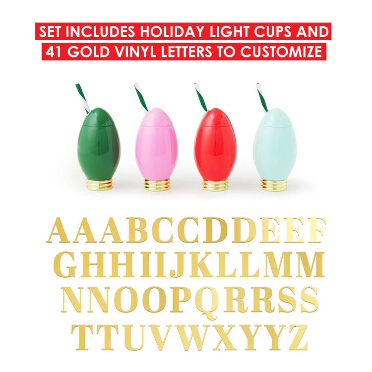 Customizable Holiday Christmas Light Sippers (set of 4)