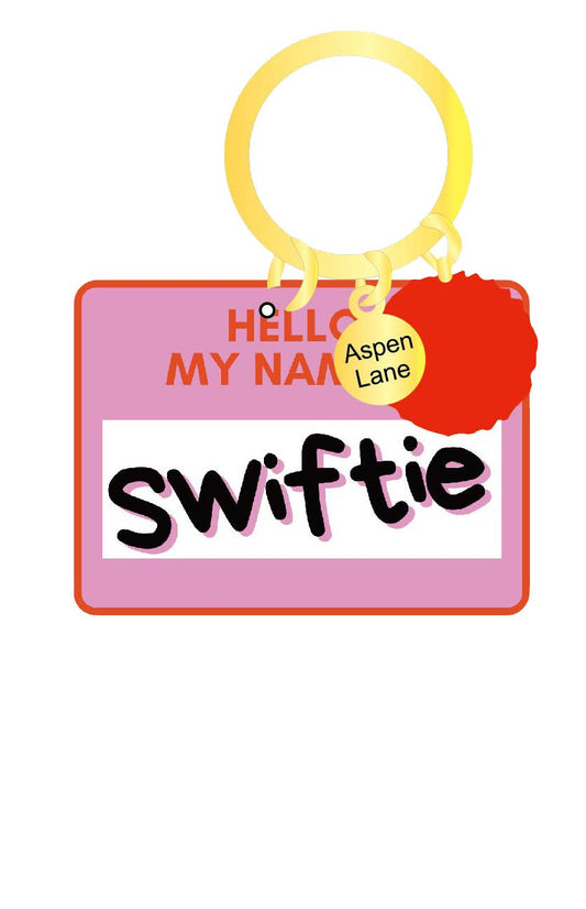 Taylor Swift Keychain and Backpack Charm w/ Pom: Swiftie Name Badge