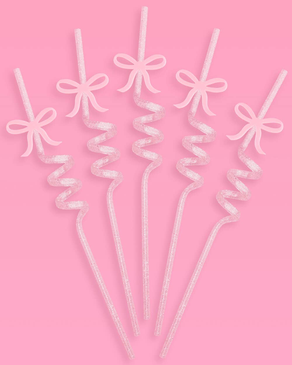 Pink Bow Straw Set