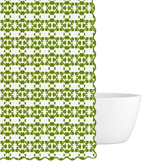Mosaic Green Scalloped Shower Curtain: Standard, 72" x 72"