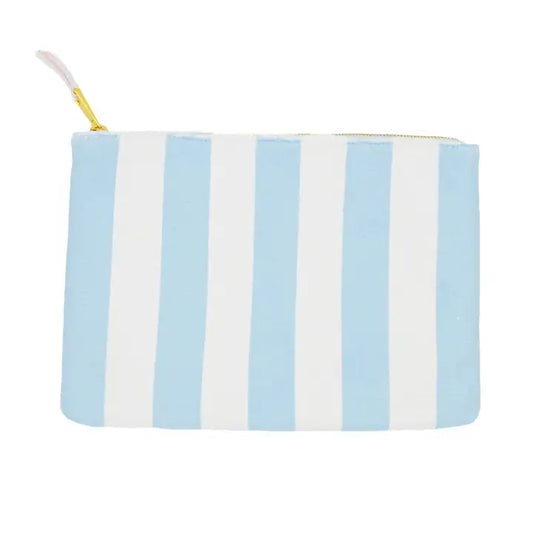 Large Blue Stripe Terry Cloth Pouch