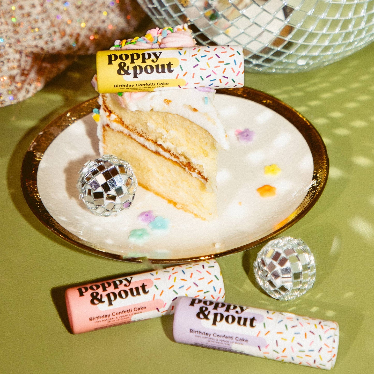 Birthday Confetti Cake Plant-Based Lip Balm: Yellow