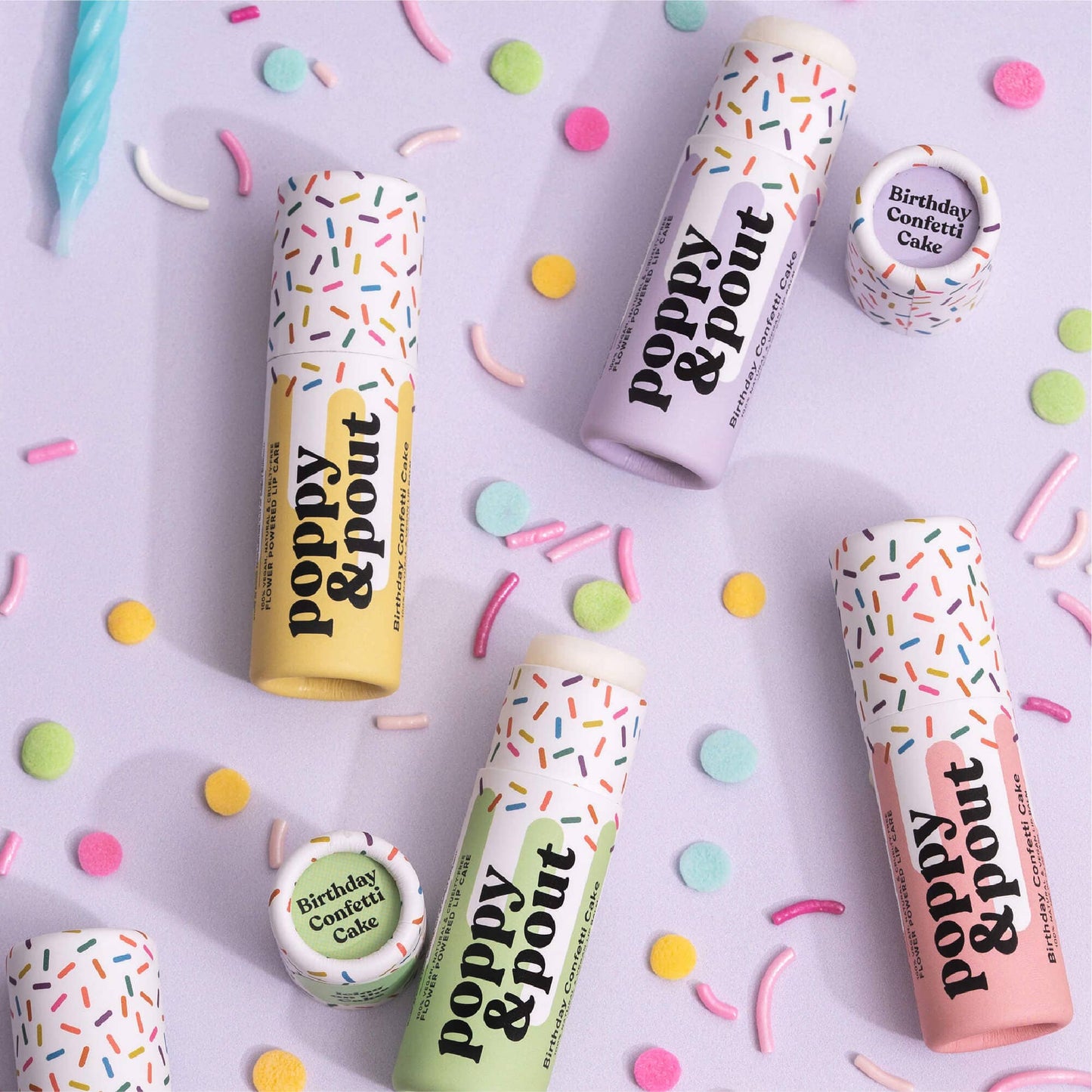 Birthday Confetti Cake Plant-Based Lip Balm: Purple