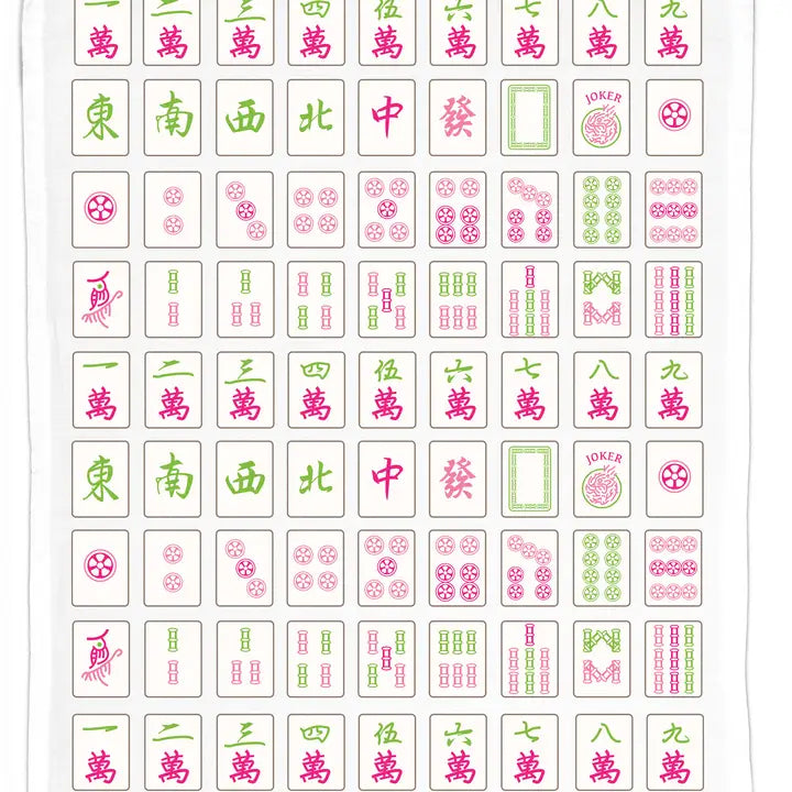 Pink Mahjong Organic Cotton Tea Towel