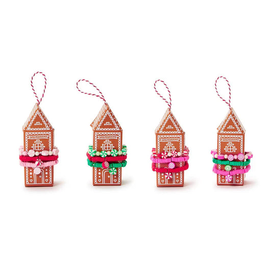 Elastic Bracelets Sets on Gingerbread House Gift Box (Multiple Options Available)