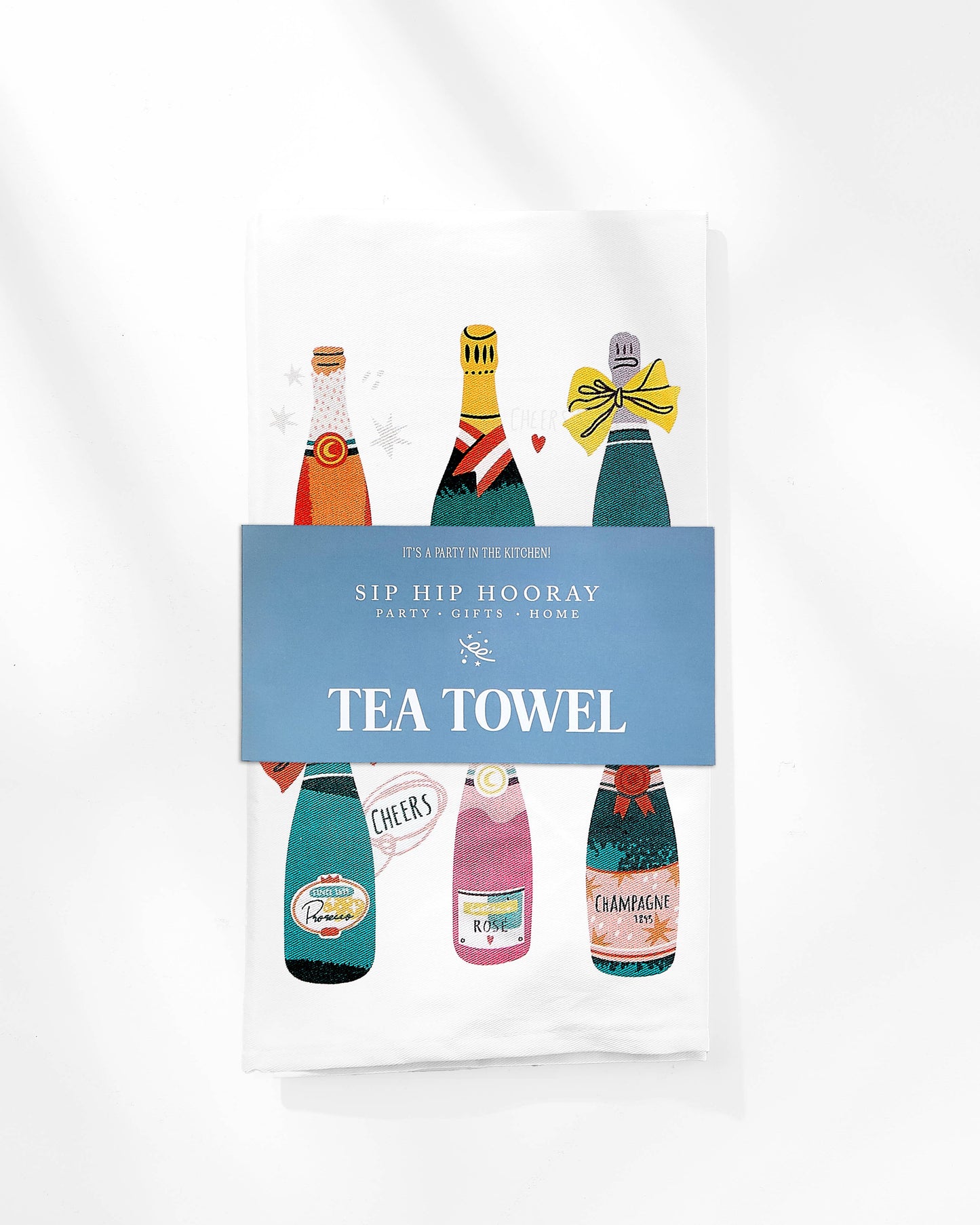 Fun Champagne Bottles Kitchen Tea Towel