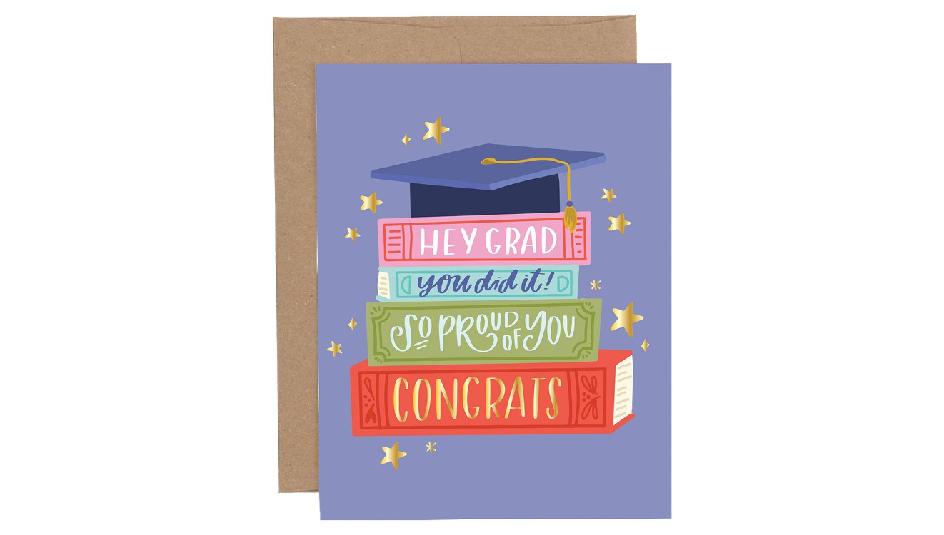 Grad Bookstack Graduation Greeting Card – Pop & Pour Party Co