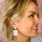 Pink Mahjong Tile Dangle Earrings