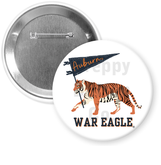 Vintage Auburn Tiger with Pennant Button/Pin