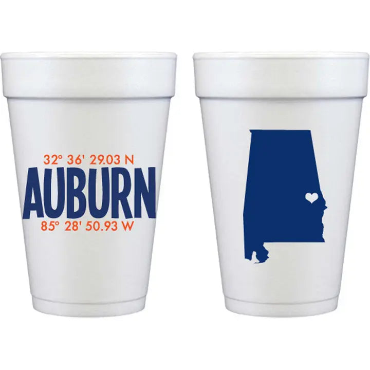 Foam Cups: Auburn GPS Coordinates