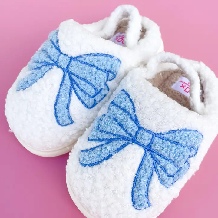 Blue Bow Slippers (Toddler/Kid Sizes)