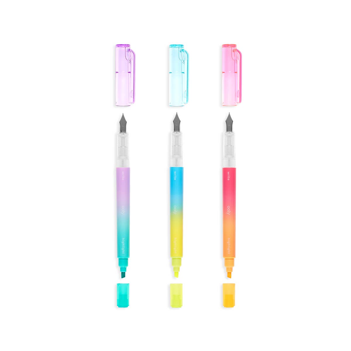 Writer's Duo Double-Ended Fountain Pens + Highlighters Set