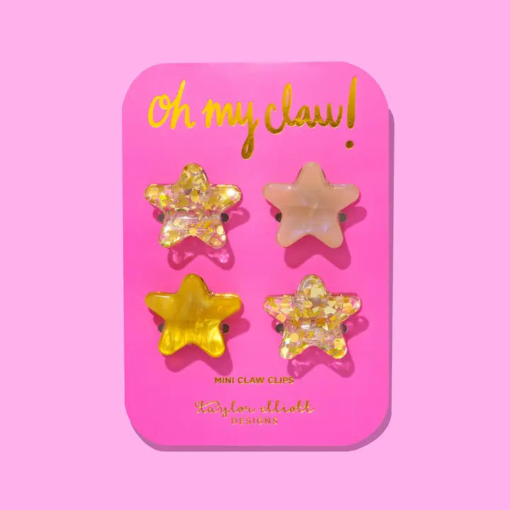 Gold Confetti Stars Mini Claw Clips Set