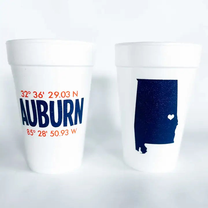 Foam Cups: Auburn GPS Coordinates