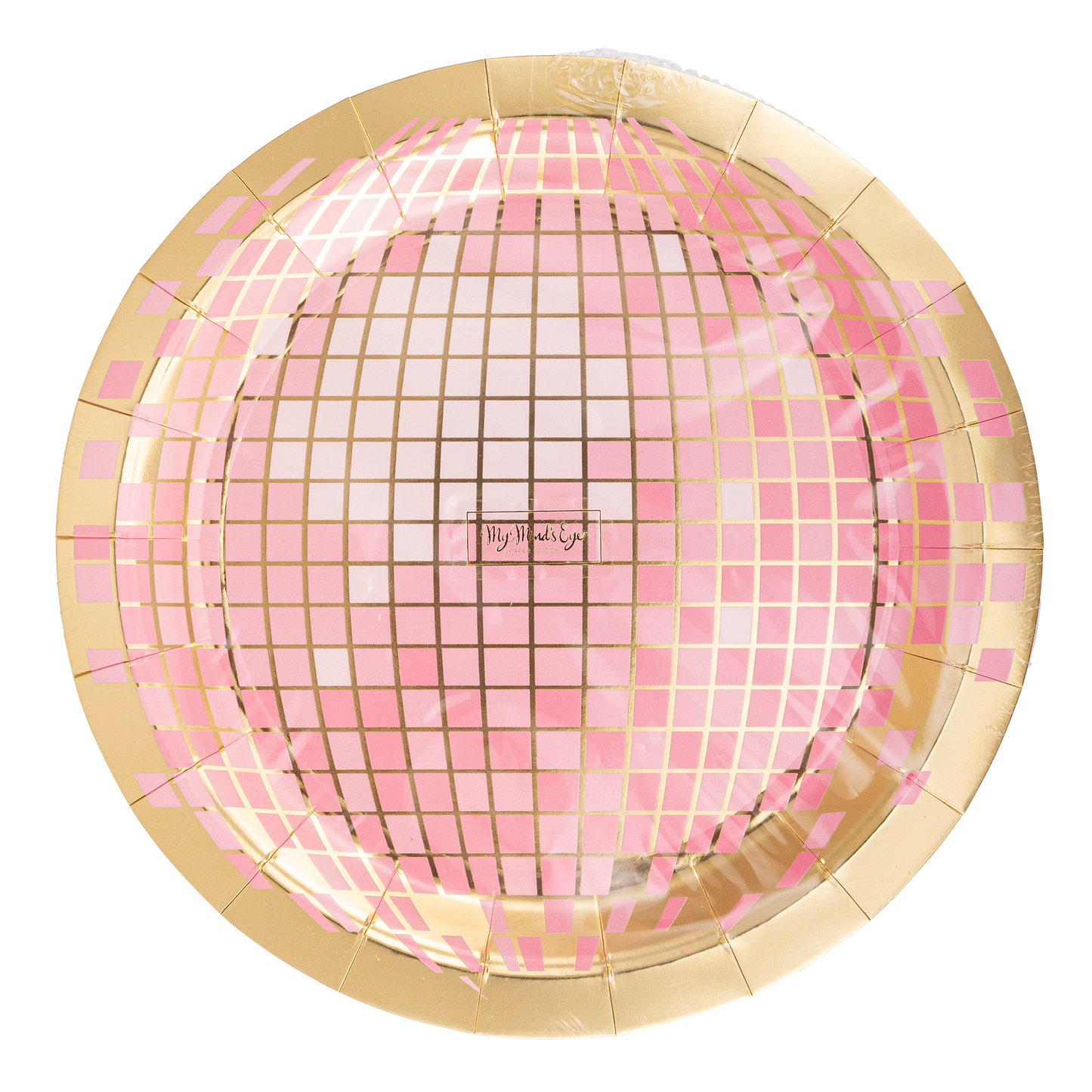 Pink & Gold Disco Ball Paper Plate