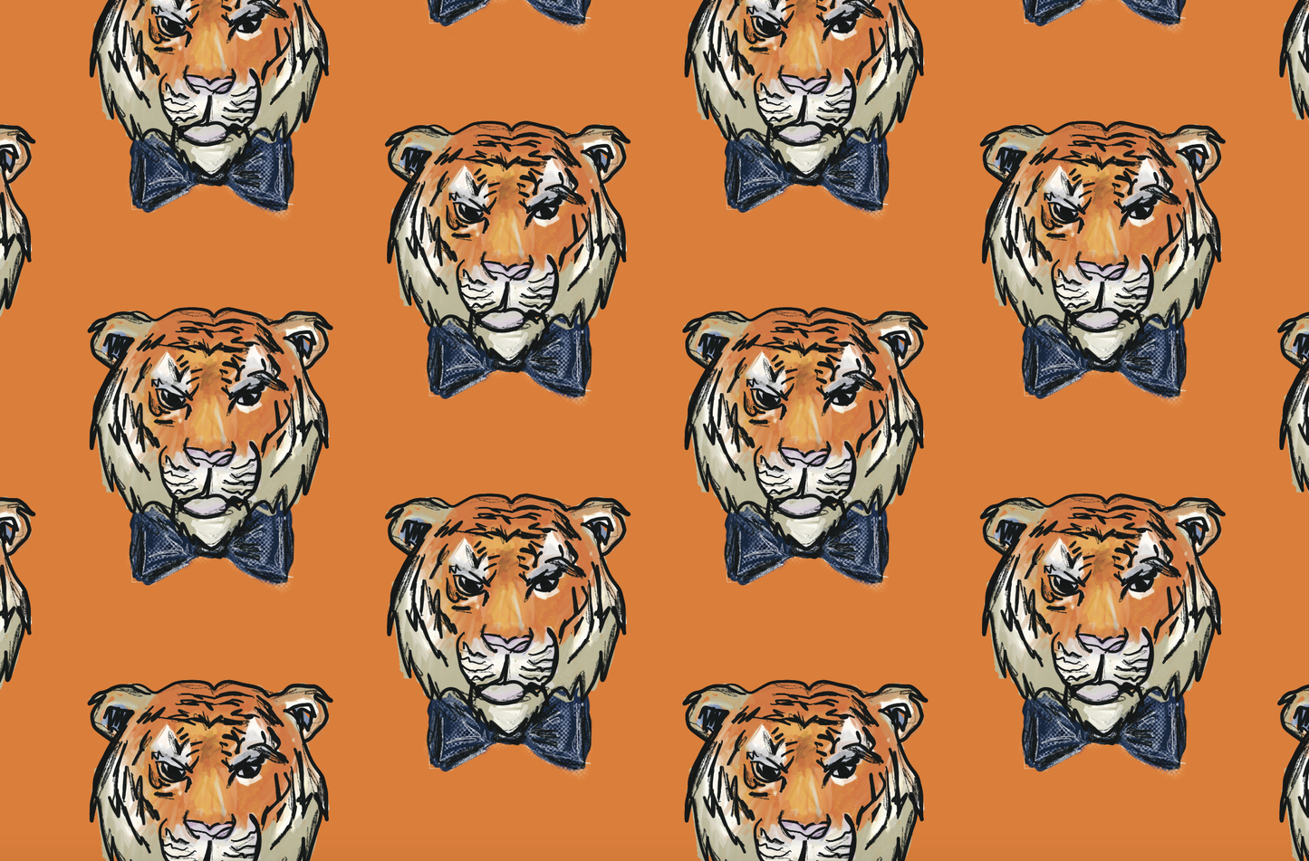 Tiger Wearing a Bow Tie Reversible Gift Wrap Sheets