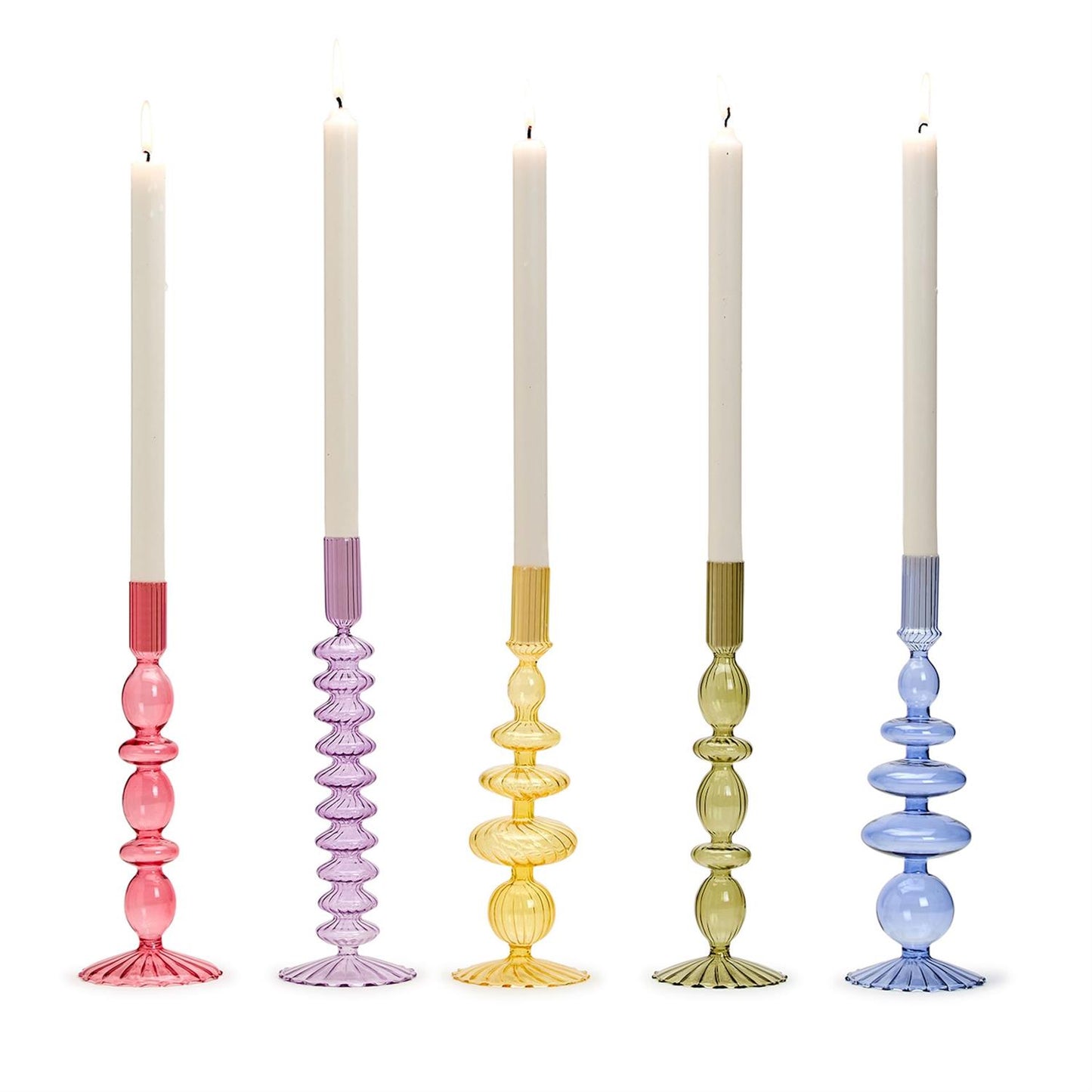 Hand Blown Glass Candleholder (Multiple Colors Available)