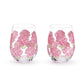 Pink Hydrangea Stemless Wine Glass