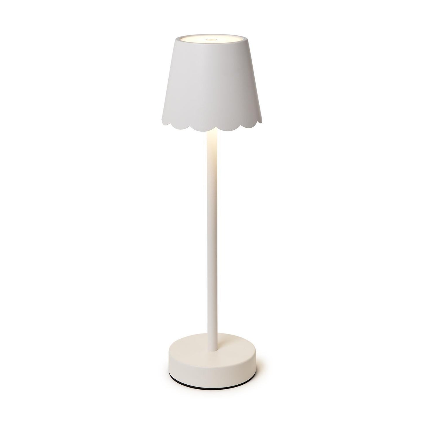 White Scalloped Edge LED Cordless Table Lamp