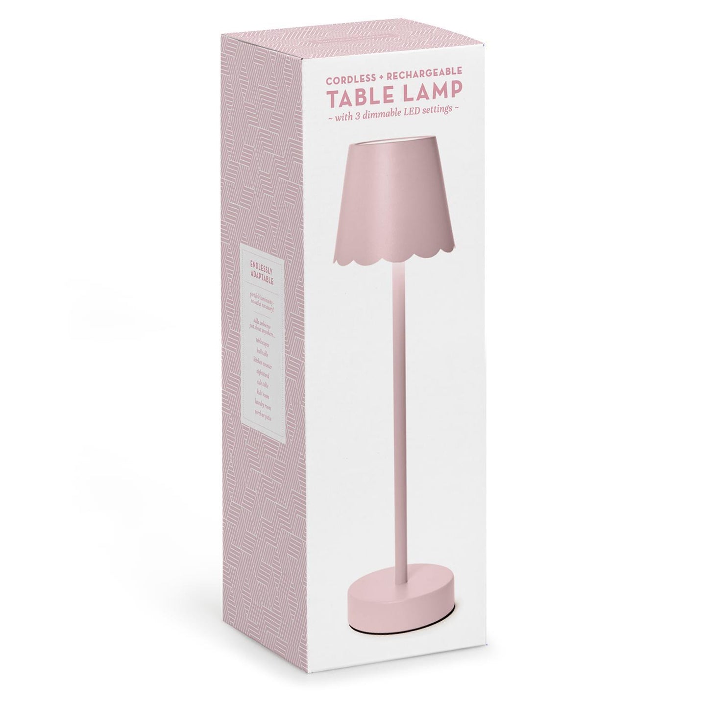 Pink Scalloped Edge LED Cordless Table Lamp