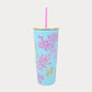 Royal Coral Tumbler with Straw