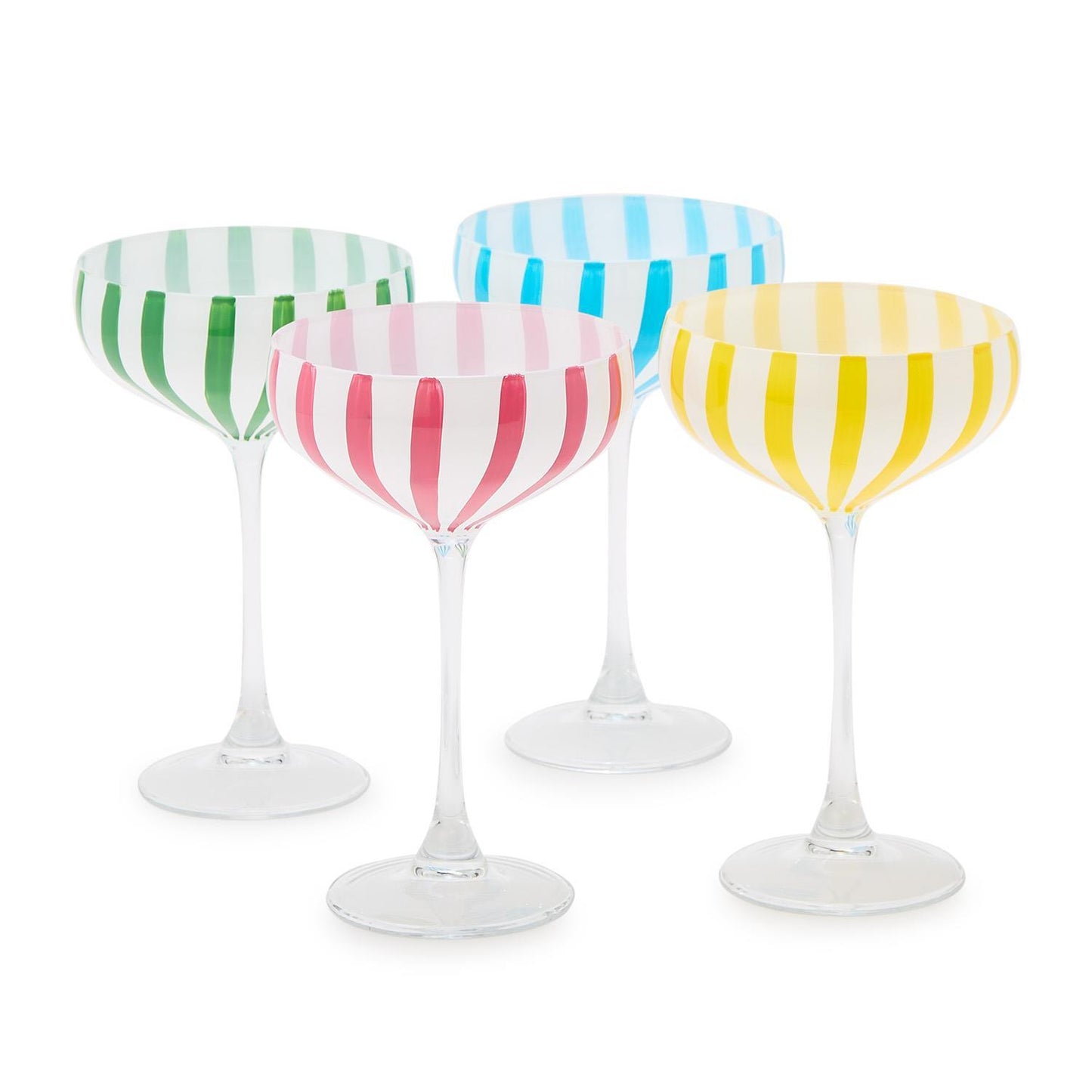 Stripe Hand-Painted Coupe Glass (Multiple Color Options)