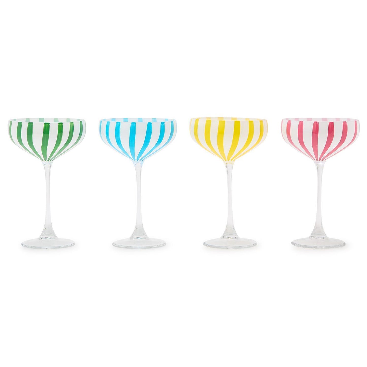 Stripe Hand-Painted Coupe Glass (Multiple Color Options)