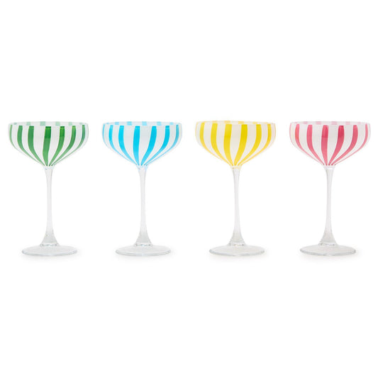 Stripe Hand-Painted Coupe Glass (Multiple Color Options)