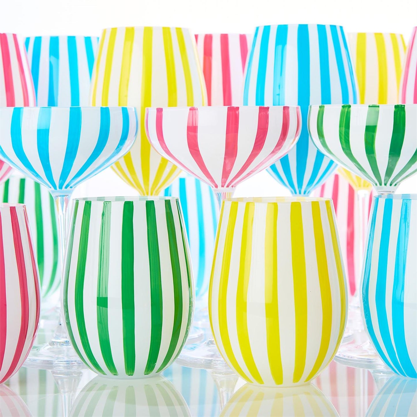 Stripe Hand-Painted Coupe Glass (Multiple Color Options)