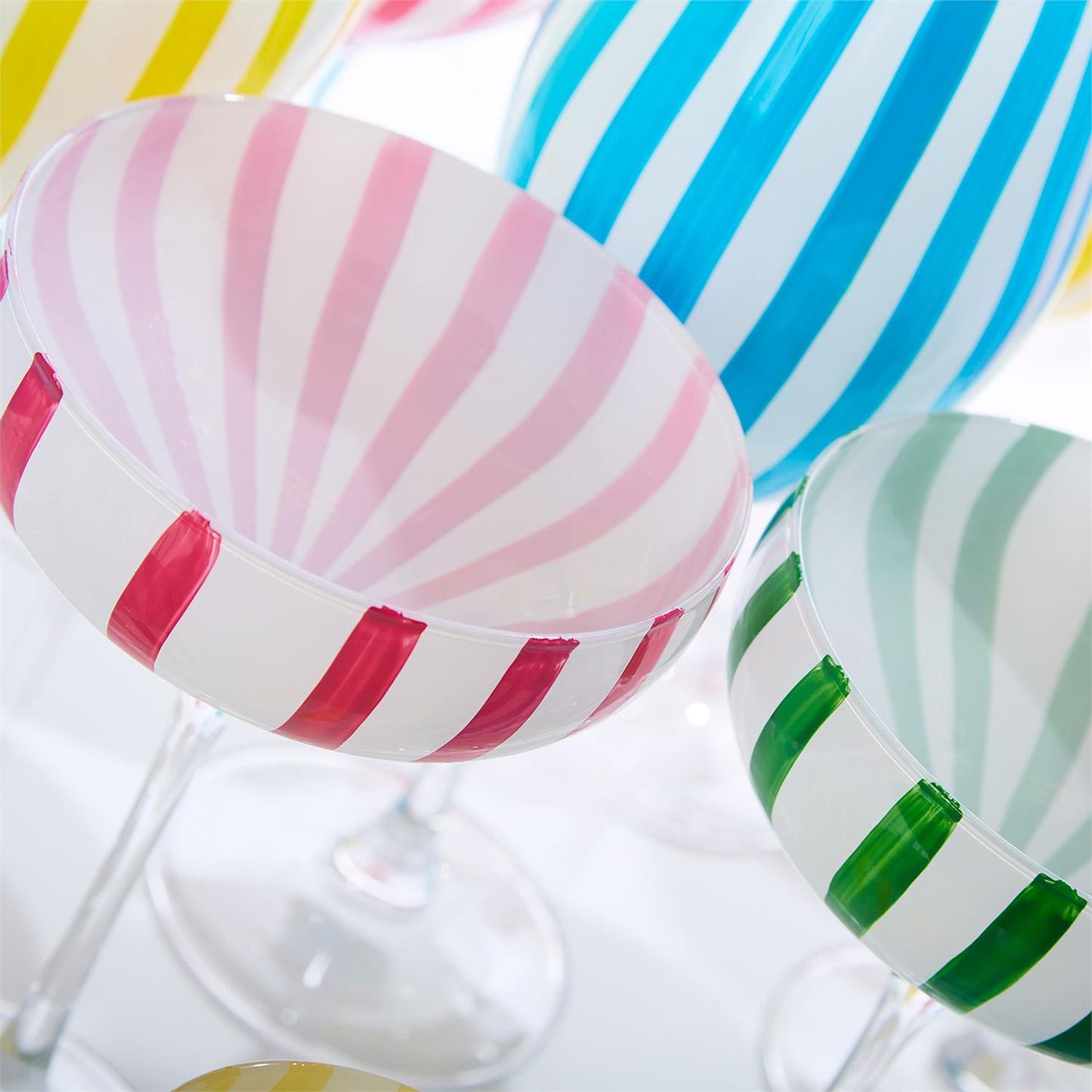 Stripe Hand-Painted Coupe Glass (Multiple Color Options)